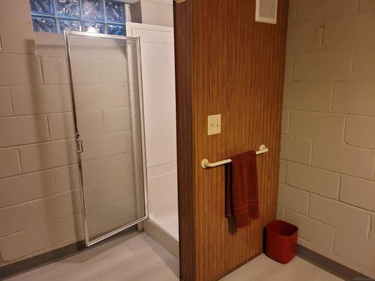 Bathroom, Glass Shower, Interior, Wooden Walls