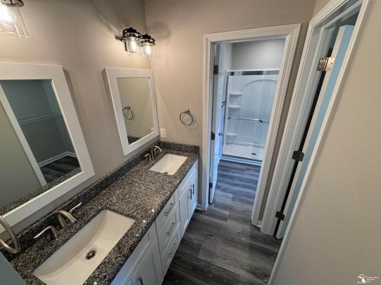 Bathroom, Dual Sink Vanities, Interior, Wood Texture Flooring