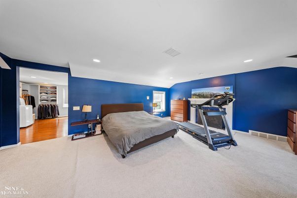 Bedroom, Fitness Equipment, Interior, Recessed Lighting, Wood Texture Flooring