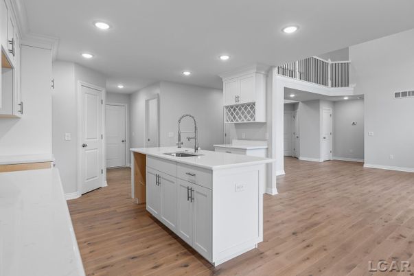 Interior, Kitchen, Recessed Lighting, Wood Texture Flooring