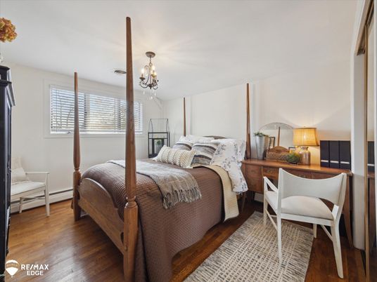 Bedroom, Chandelier, Interior, Wood Texture Flooring
