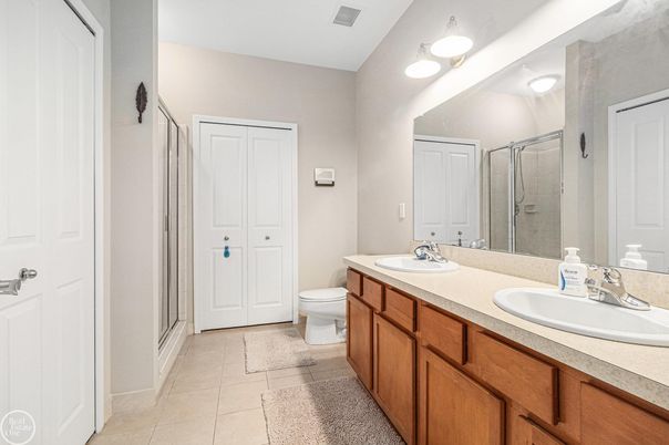 Bathroom, Dual Sink Vanities, Glass Shower, Interior