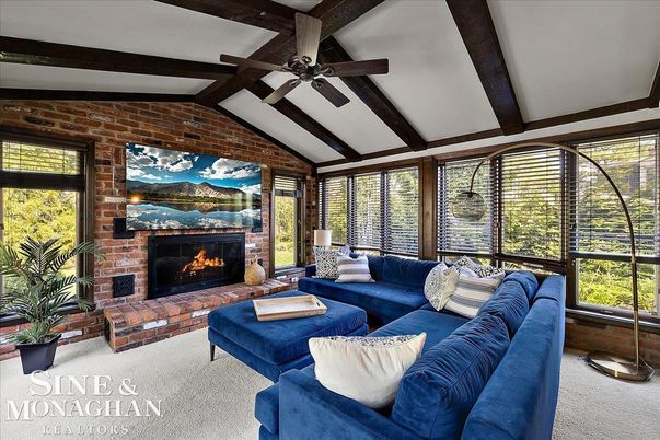 Fireplace, Interior, Living room, Stone Walls, Wooden Beams