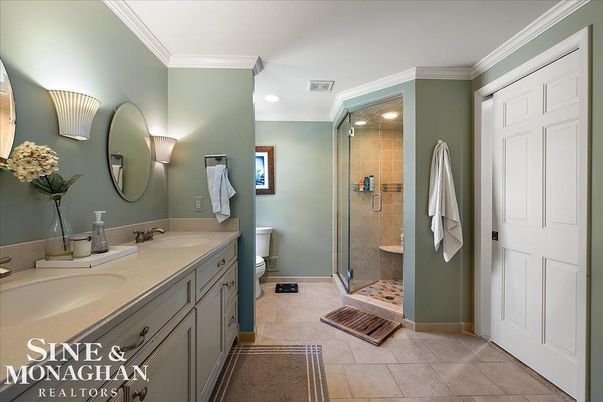 Bathroom, Dual Sink Vanities, Glass Shower, Interior, Recessed Lighting