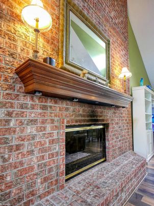 Fireplace, Interior, Stone Walls, Wood Texture Flooring