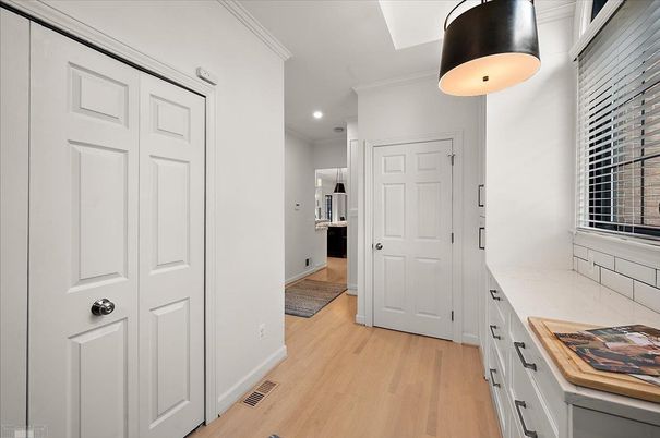 Interior, Kitchen, Recessed Lighting, Wood Texture Flooring