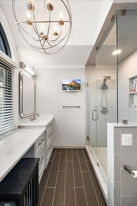 Bathroom, Dual Sink Vanities, Glass Shower, Interior