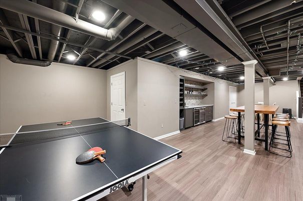 Game Room, Interior, Recessed Lighting, Wood Texture Flooring