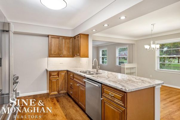 Interior, Kitchen, Pendant Lights, Recessed Lighting, Wood Texture Flooring