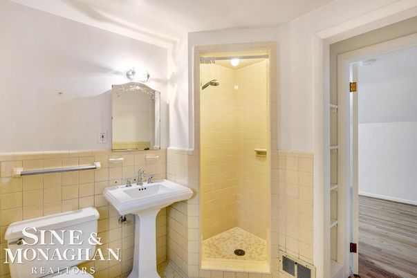 Bathroom, Glass Shower, Interior, Wood Texture Flooring