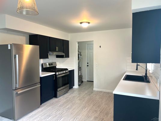 Interior, Kitchen, Stainless Steel Appliances, Wood Texture Flooring
