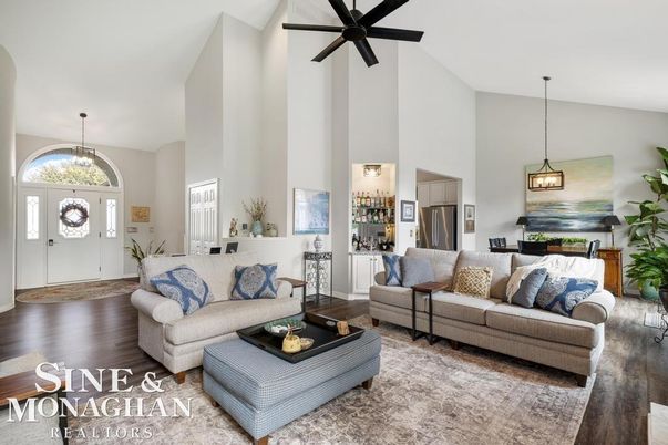Interior, Kitchen, Living room, Pendant Lights, Stainless Steel Appliances, Wood Texture Flooring
