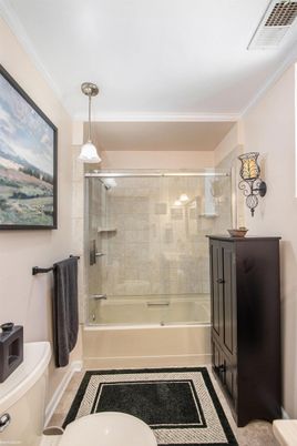 Bathroom, Glass Shower, Interior, Pendant Lights