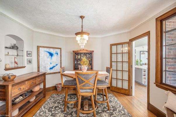 Chandelier, Dining room, Interior, Wood Texture Flooring