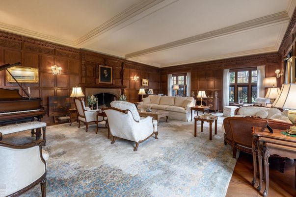 Fireplace, Interior, Living room, Piano, Wood Texture Flooring, Wooden Walls