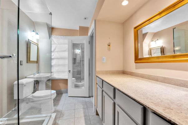 Bathroom, Glass Shower, Interior, Recessed Lighting
