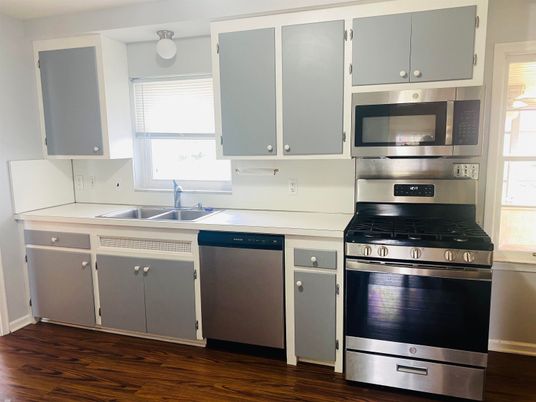 Interior, Kitchen, Stainless Steel Appliances, Wood Texture Flooring