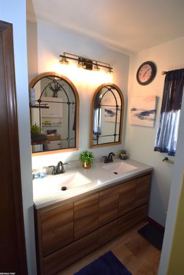 Bathroom, Dual Sink Vanities, Interior, Wood Texture Flooring