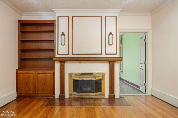 Fireplace, Interior, Wood Texture Flooring