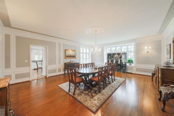 Chandelier, Dining room, Interior, Wood Texture Flooring