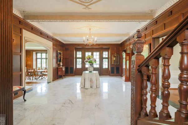 Chandelier, Interior, Marble, Wooden Walls