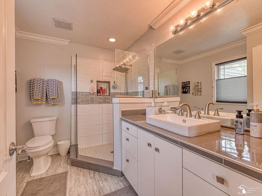 Bathroom, Glass Shower, Interior, Recessed Lighting