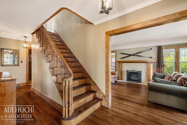 Fireplace, Interior, Pendant Lights, Wood Texture Flooring