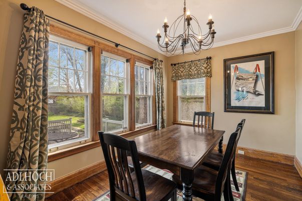 Chandelier, Dining room, Interior, Wood Texture Flooring