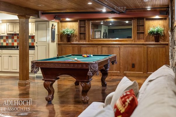 Billiard Table, Game Room, Interior, Recessed Lighting, Wooden Ceilings, Wood Texture Flooring, Wooden Walls