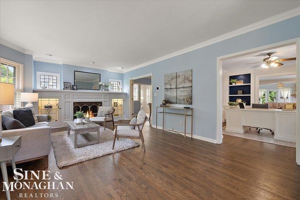 Fireplace, Home Office, Interior, Living room, Wood Texture Flooring