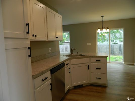 Interior, Kitchen, Pendant Lights, Wood Texture Flooring