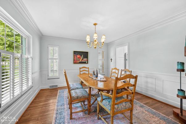 Chandelier, Dining room, Interior, Wood Texture Flooring