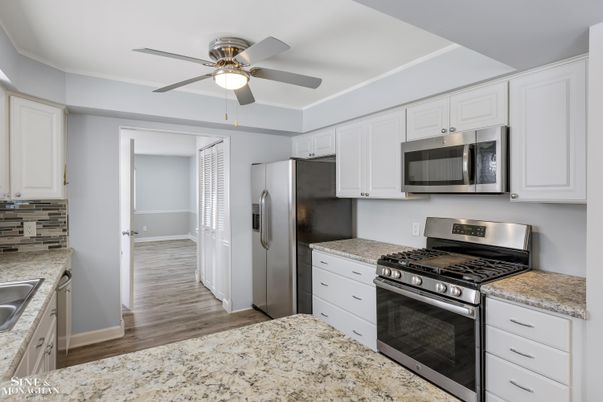 Interior, Kitchen, Stainless Steel Appliances, Wood Texture Flooring