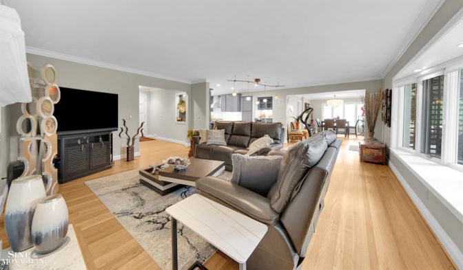 Interior, Kitchen, Living room, Pendant Lights, Recessed Lighting, Wood Texture Flooring