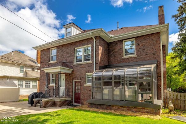 Exterior, Facade, Brick Facade, American Foursquare