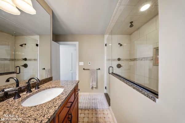 Bathroom, Dual Sink Vanities, Glass Shower, Interior, Recessed Lighting