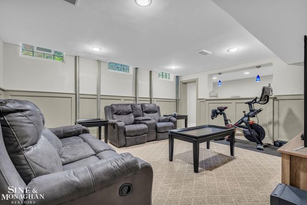 Billiard Table, Fitness Equipment, Game Room, Interior, Recessed Lighting