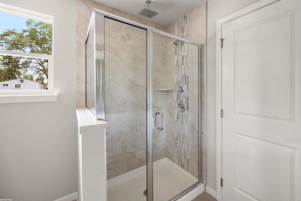 Bathroom, Glass Shower, Interior, Marble Walls