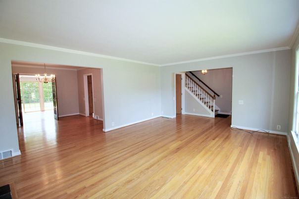 Chandelier, Empty room, Interior, Wood Texture Flooring