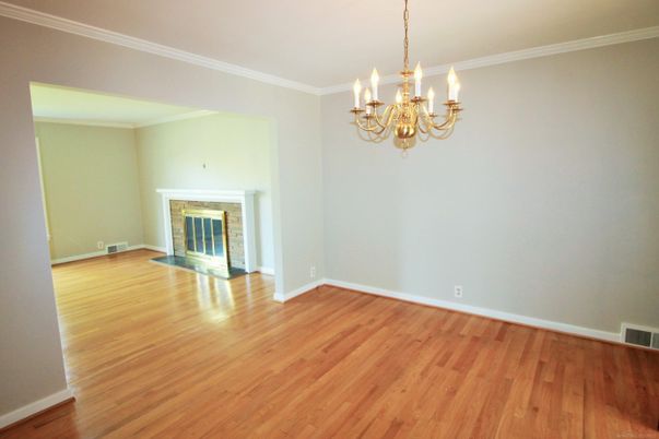 Chandelier, Empty room, Fireplace, Interior, Wood Texture Flooring