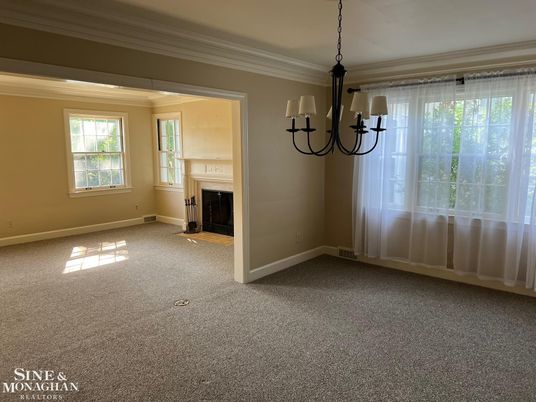 Empty room, Fireplace, Interior, Pendant Lights