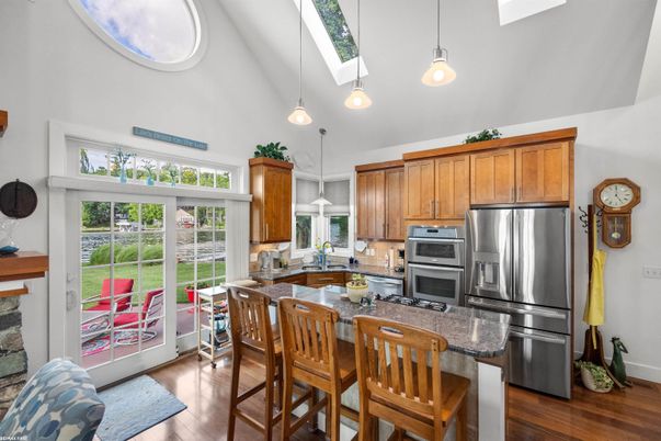 Interior, Kitchen, Pendant Lights, Stainless Steel Appliances, Wood Texture Flooring