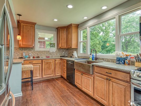 Interior, Kitchen, Pendant Lights, Recessed Lighting, Wood Texture Flooring