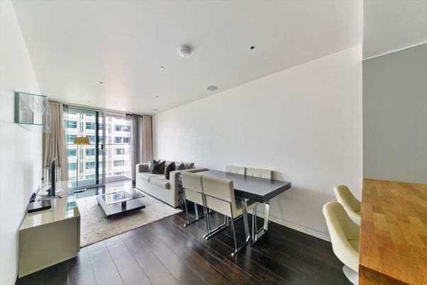 Dining room, Interior, Living room, Recessed Lighting, Wood Texture Flooring