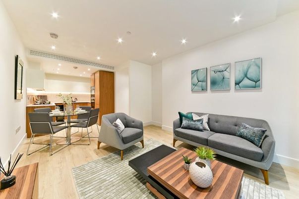 Dining room, Interior, Living room, Recessed Lighting, Wood Texture Flooring