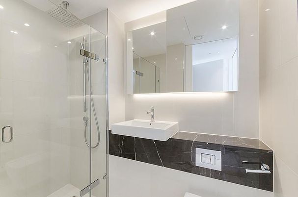 Bathroom, Glass Shower, Interior, Recessed Lighting
