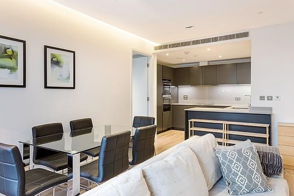Dining room, Interior, Kitchen, Recessed Lighting, Stainless Steel Appliances, Wood Texture Flooring