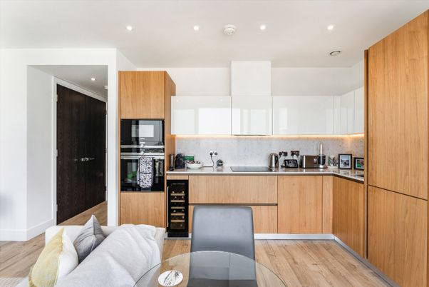Interior, Kitchen, Recessed Lighting, Wood Texture Flooring