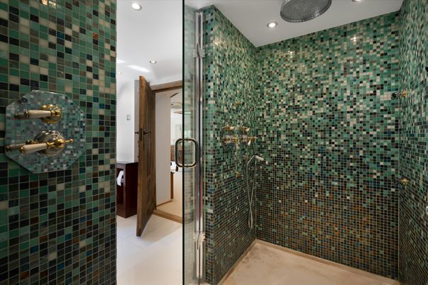 Bathroom, Glass Shower, Interior, Recessed Lighting, Wine Storage