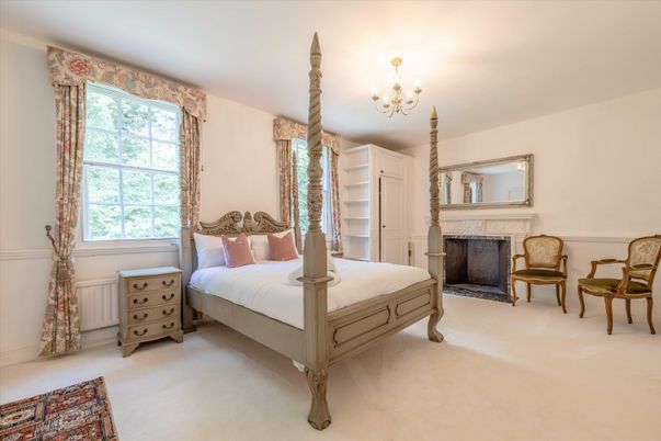 Bedroom, Chandelier, Fireplace, Interior